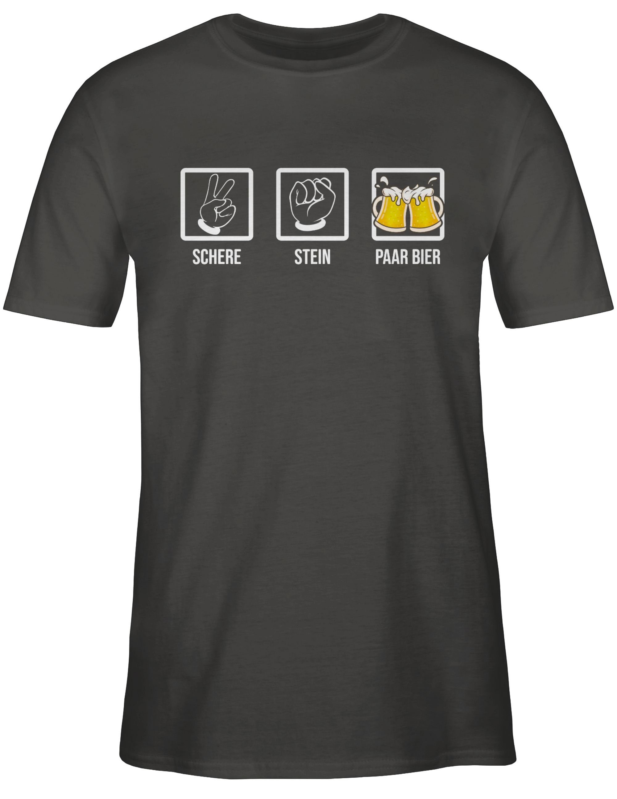 Paar Vatertag Papa für Schere Stein 02 Saufen Betrinken Shirtracer Hopfe Lustiges Dunkelgrau Bierliebhaber - T-Shirt Geschenk Bier