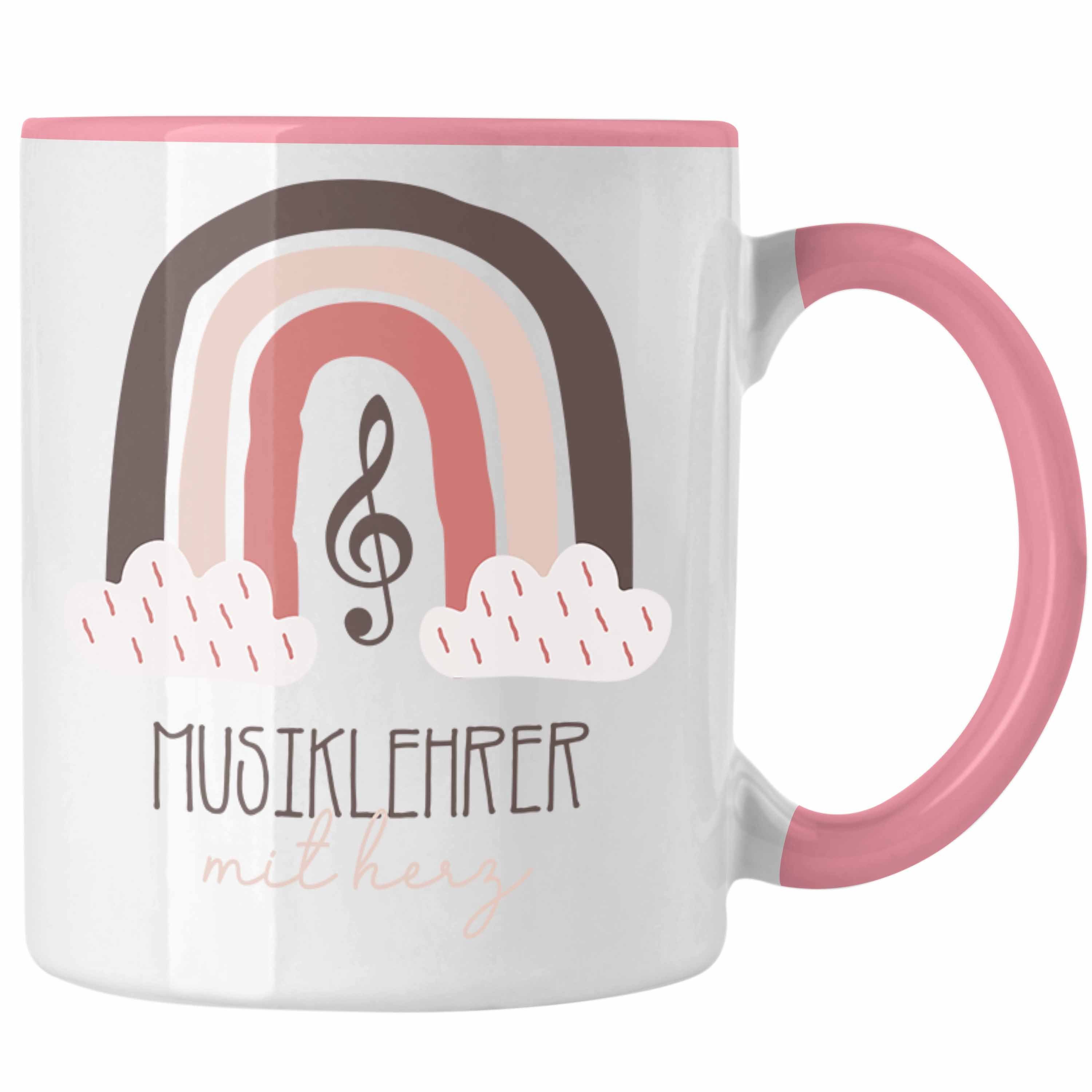 Trendation Tasse Musiklehrer Tasse Geschenk Danke Kaffeetassse Geschenkidee für den be Rosa