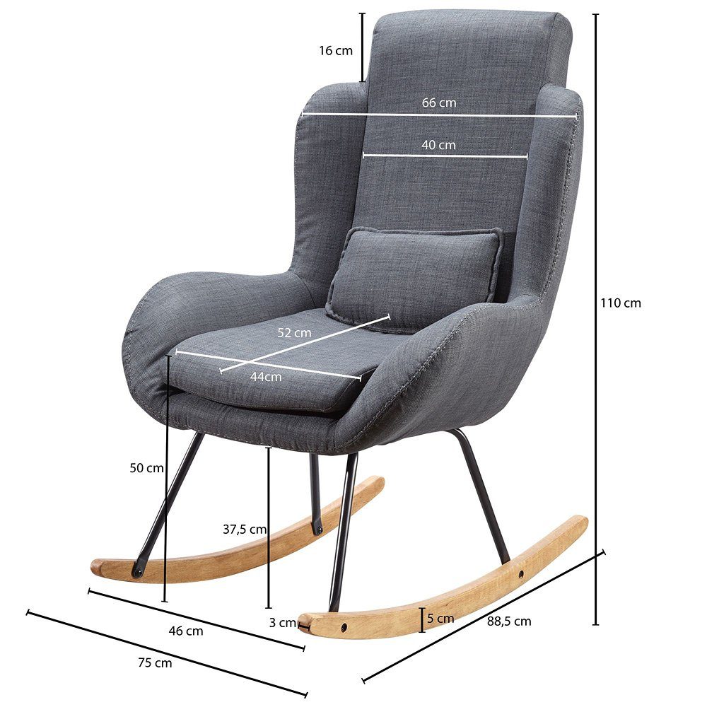 mit Lomadox Schwingsessel 75/110/88,5cm ca. B/H/T Gestell Relaxsessel,