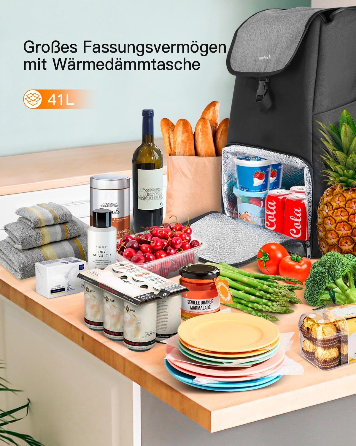 Inateck Einkaufstrolley Handwagen, Faltbar, Tragkraft 45 kg, 41 l, mit Wärm günstig online kaufen