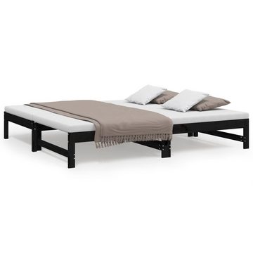 vidaXL Bett Tagesbett Ausziehbar Schwarz 2x(90x190) cm Massivholz Kiefer