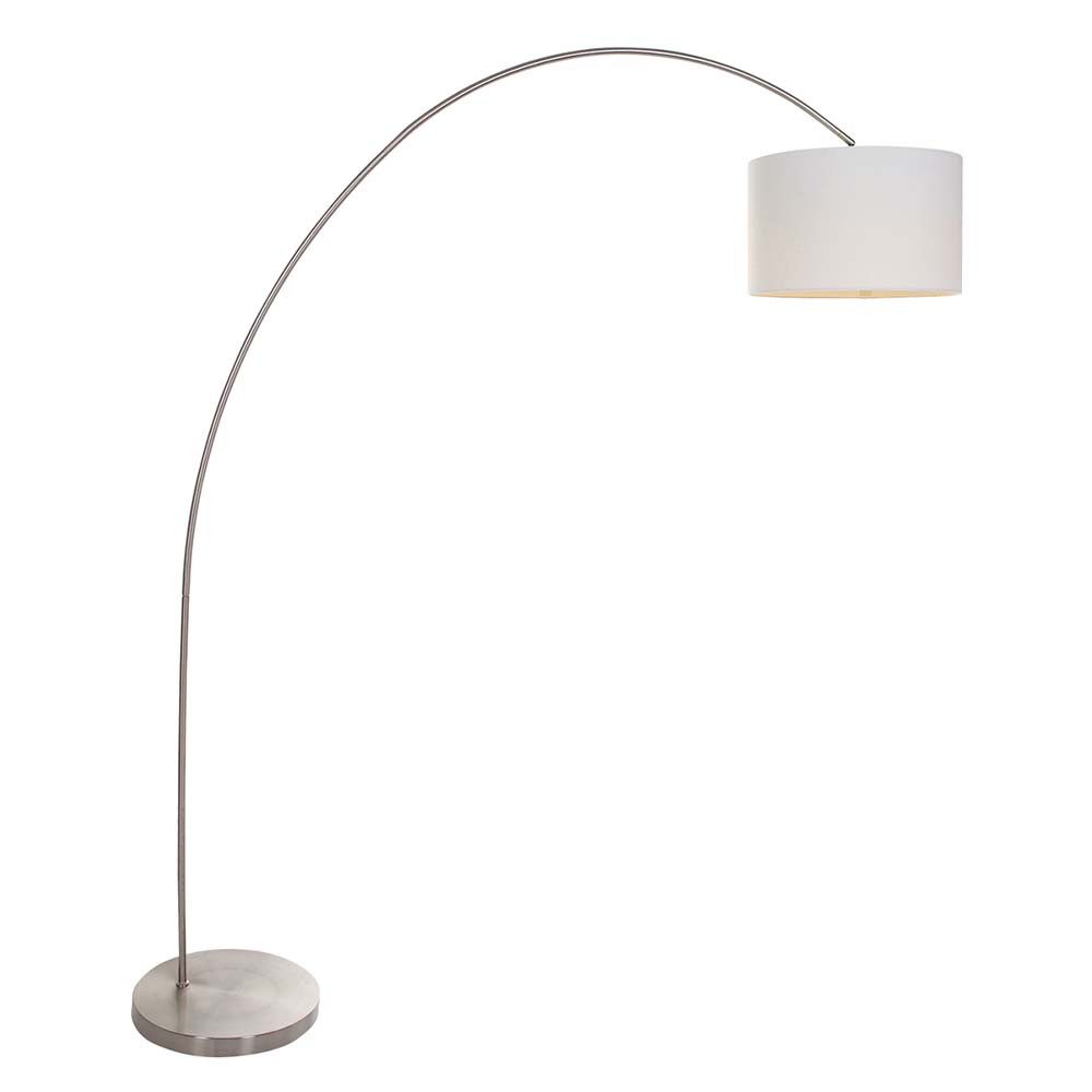 Steinhauer LIGHTING LED Bogenlampe, Leuchtmittel nicht inklusive, Bogenstehleuchte Bogenleuchte Stehlampe Textil weiß silber
