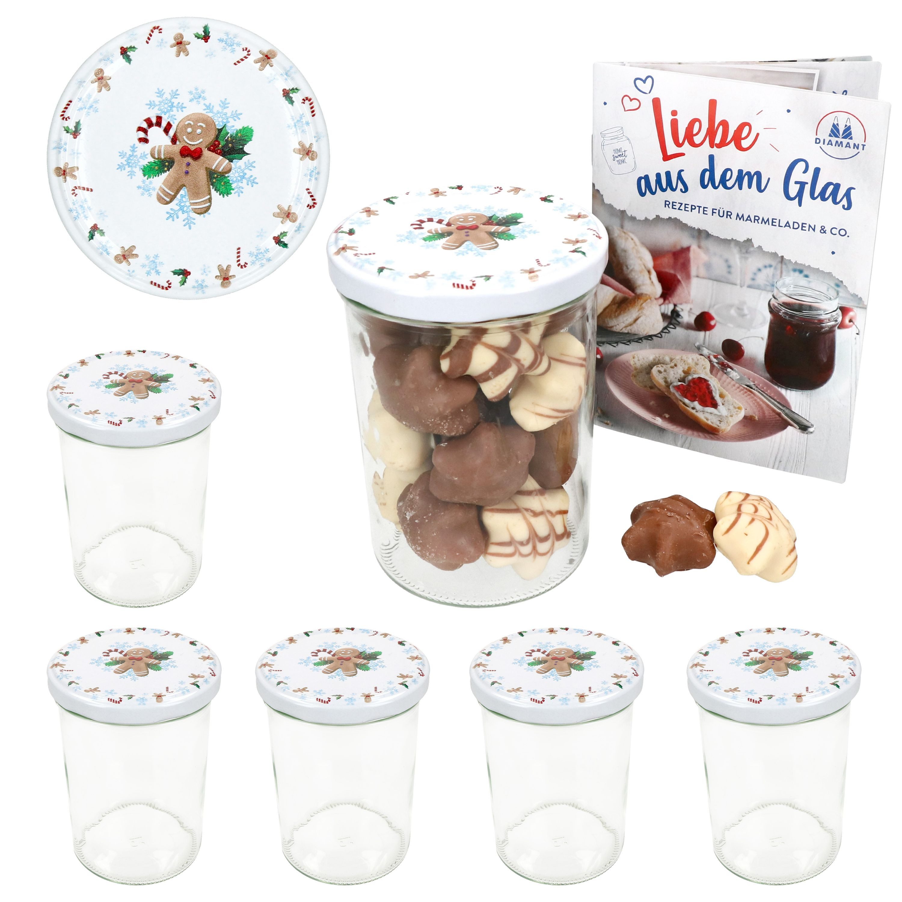 MamboCat Einmachglas 6er Set Sturzglas 435ml Einmachglas + TO-Deckel 82 Candyman eisblau, Glas