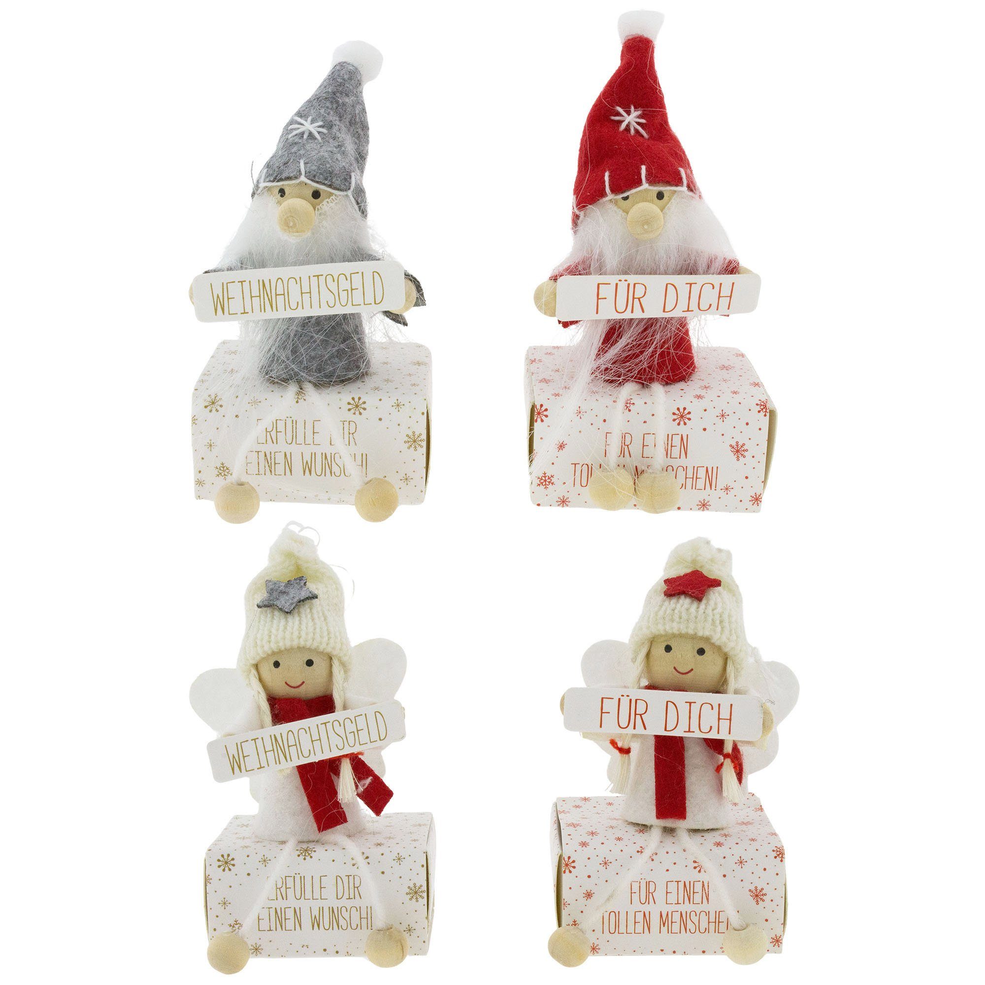 Annastore Geschenkbox Süße Wichtel auf kleiner Box aus Karton für Geldgeschenke, Geldverpackung Weihnachten