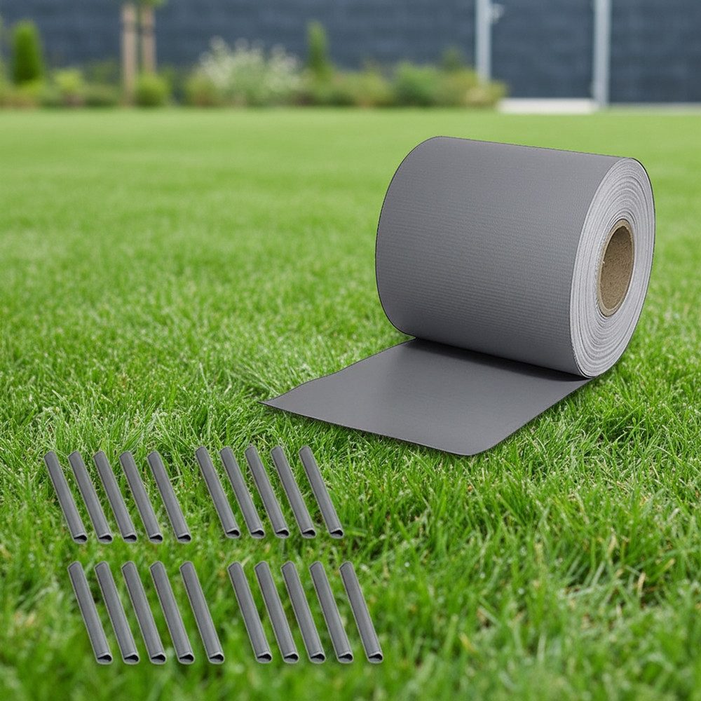 Melko Doppelstabmattenzaun PVC Sichtschutzstreifen 35 o. 65 Meter Grau Grün Zaunblende Folie, (Stück, Sichtschutz mit Clips), Blickdichte Qualität