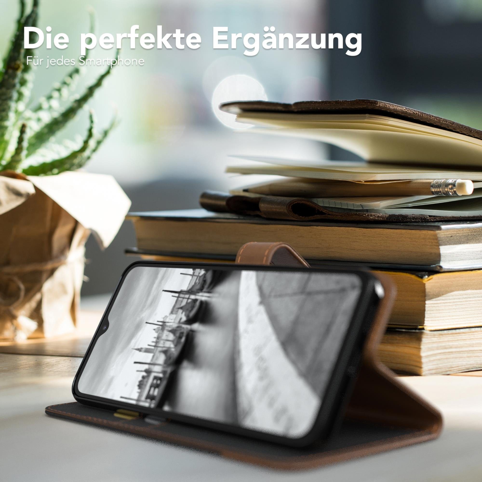 EAZY CASE Handyhülle Bookstyle Jeans für Xiaomi Redmi 9C 6,53 Zoll, Handytasche Jeans mit Standfunktion und Visitenkartenfach Schwarz
