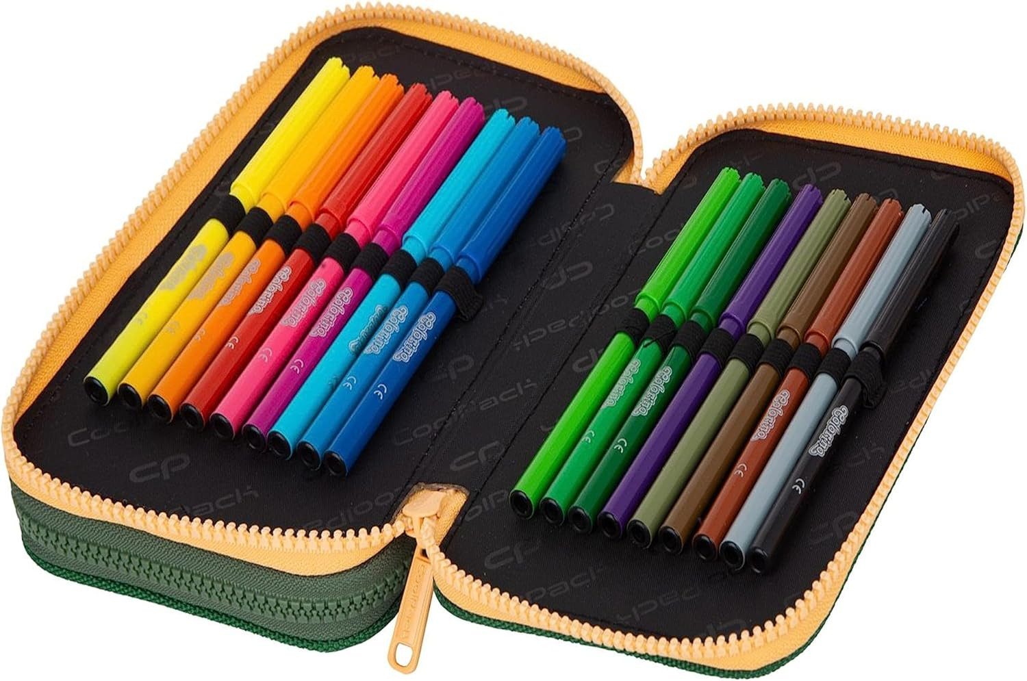 GOLDKIDS Federmäppchen COOLPACK 2-fache Federtasche Federmappe, (Toucans Tukane 35-teilig Schüleretui Stifte, 1-tlg., und Pinsel Fanartikel inkl. Aufgabenheft), Federbox Etui Stiftetasche Schlamper-Etui Schul-Etui