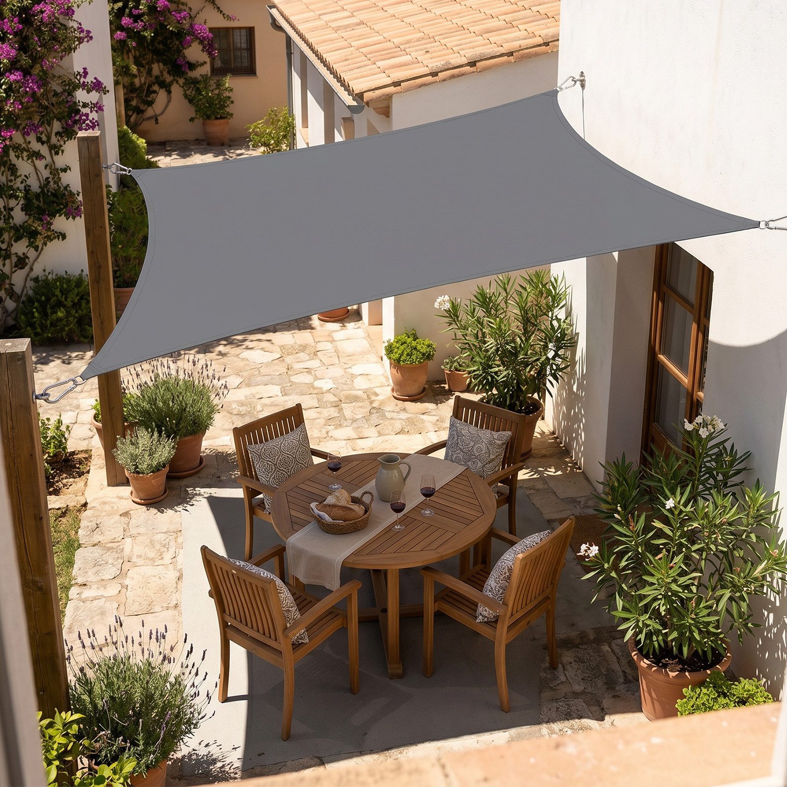 SUNULA Sonnensegel Balkon 160g/m² Polyester UV Schutz Sonnenschutz Terrasse Garten, Rechteckig, Anthrazit 2 x 3 m