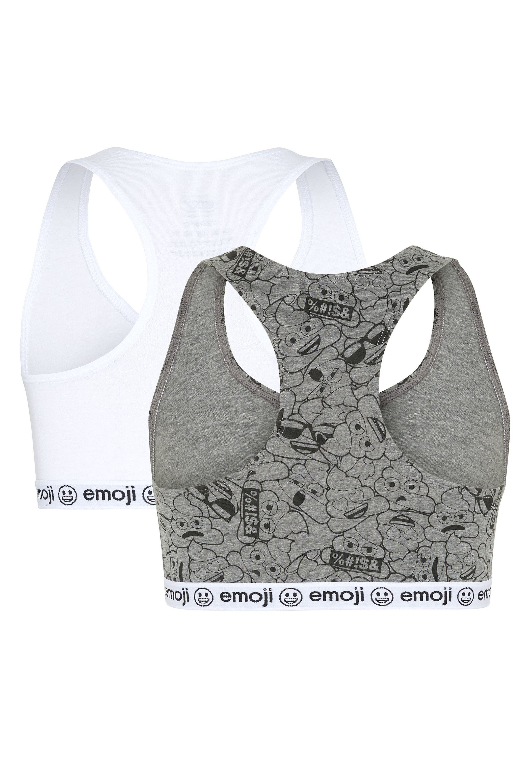 Emoji Teenie-BH im Zweierpack mit Medium elastischem Grey/White 7510 Unterbrustgummi