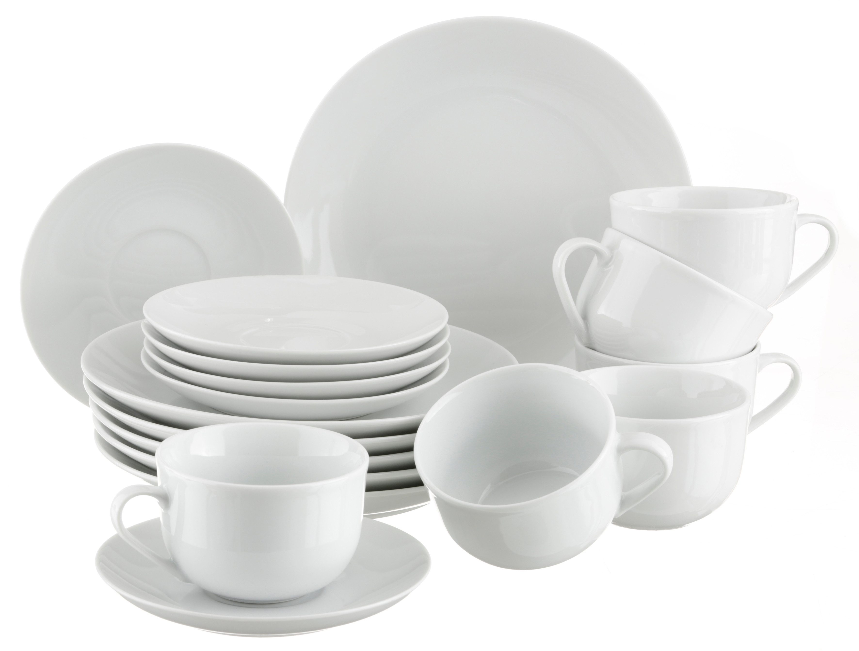 OTTO home Kaffeeservice Alff (18-tlg), 6 Personen, Porzellan, Geschirr-Set, harmonische, trendige Coupeform