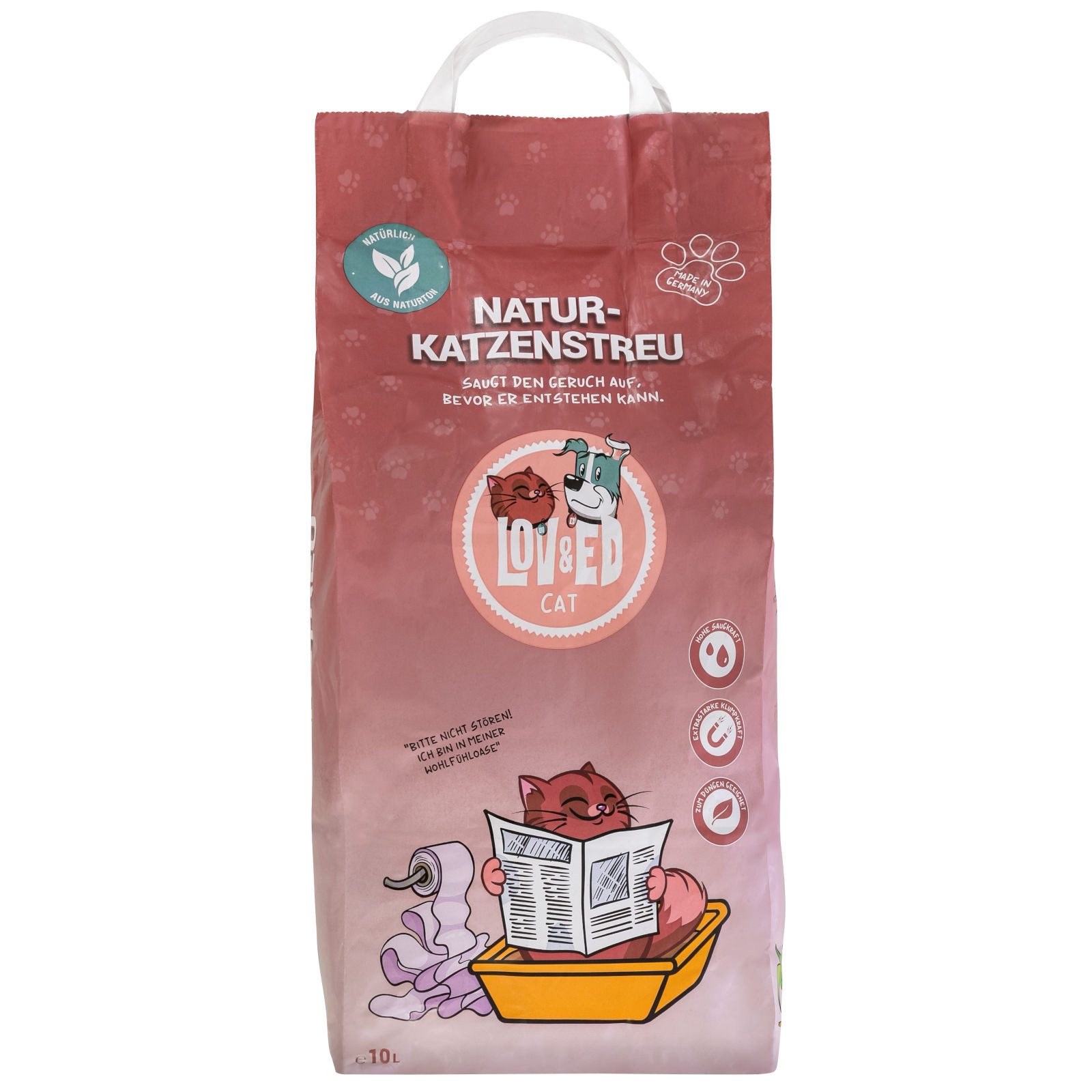 Lov&Ed Katzenstreu Natur-Katzenstreu 2x 10 Liter, hygienische Frische in der Katzentoi...