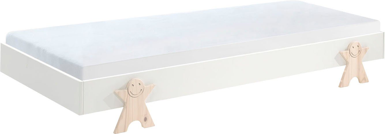 Vipack Kinderbett Modulo, stapelbares Einzelbett, inkl. Rolllattenrost, 2 Farben (B/H/T ca. 203,6x93,8x48cm, Fuß Smile massiv, Bettseiten MDF lackiert), Liegefläche 90/200 cm, einzeln oder als 2-er Set erhältlich