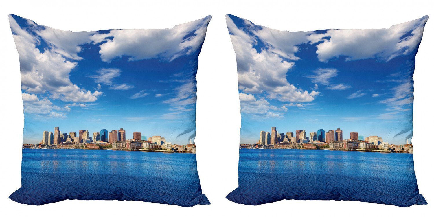 Kissenbezüge Modern Accent Doppelseitiger Digitaldruck, Abakuhaus (2 Stück), Massachusetts Skyline von Boston