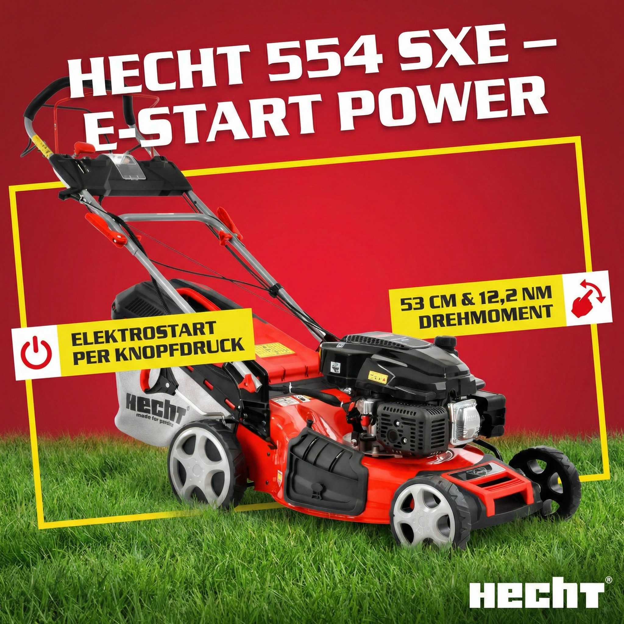 Hecht Benzinrasenmäher 554 SXE 5in1 mit Radantrieb Elektrostart, 53 cm Schn günstig online kaufen