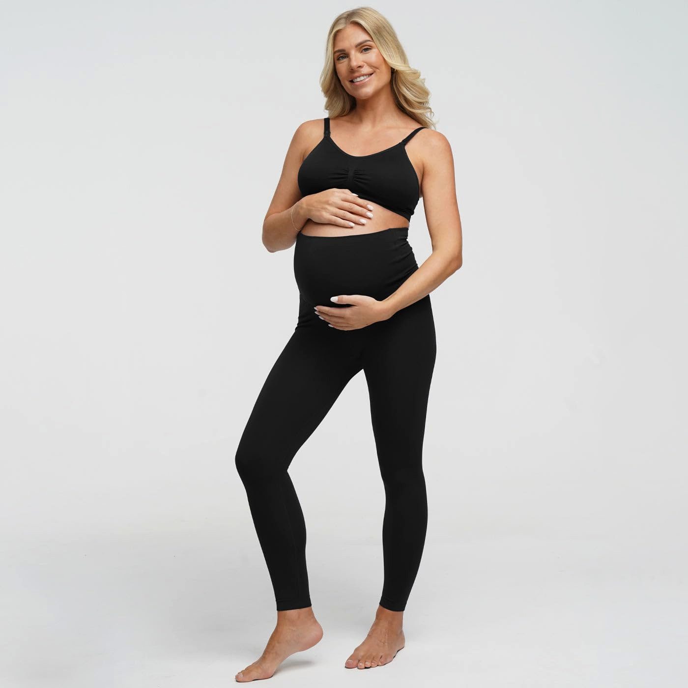 cfab by creamy fabrics Umstandsleggings Seamless Umstandsleggings mit hohem Bund-Schwarz-M (1-tlg)