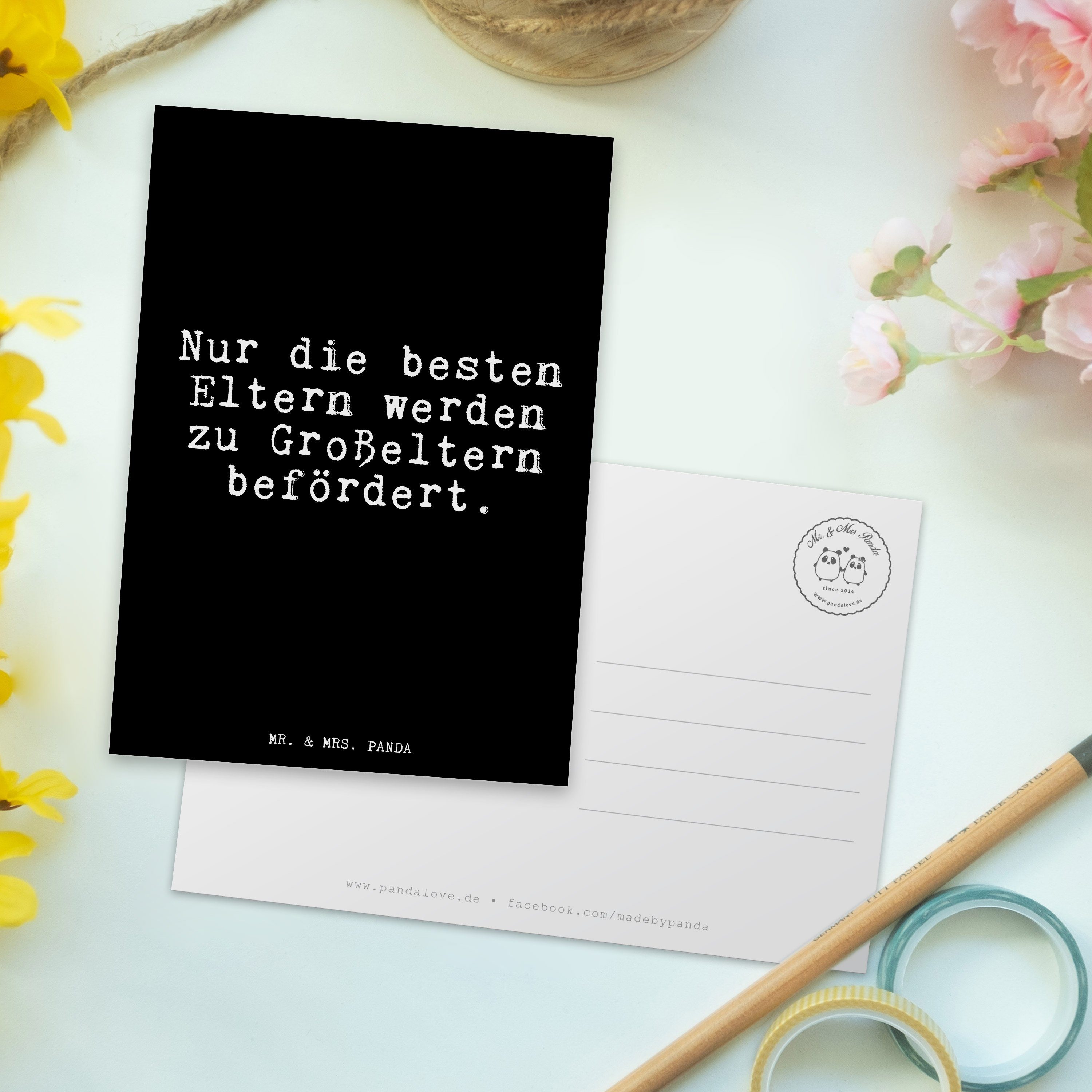schöner Schwarz Geschenk, Mrs. Gesche Panda & die Nur - Spruch, besten Eltern... Postkarte - Mr.