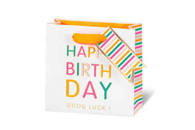 BSB Grußkarten Tasche klein - CD-Format 14,5x15x6 cm - NEON Happy Birthday Good Luck!