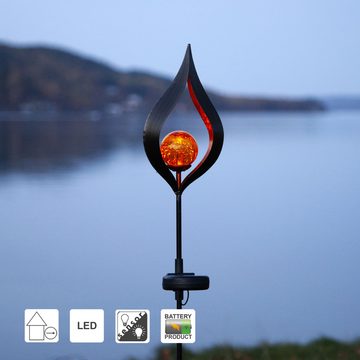 STAR TRADING LED Dekolicht Solar-Erdspieß Melilla, flammenförmig, 70x14cm, Solar-Erdspieß Melilla, flammenförmig, 70x14cm