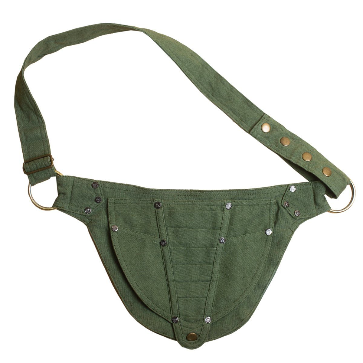 PANASIAM Bauchtasche Geräumige Gürteltasche aus fester Baumwolle lässt sich als Hüfttasche, Bauchtasche oder kleine Umhängetasche tragen mit 2 Innentaschen Grün