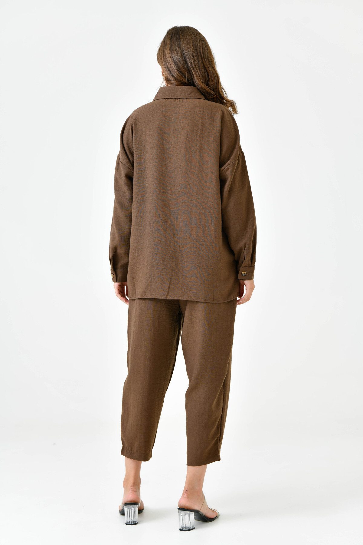 WOMAN VISION Blusentop Zweiteiliges Oversize-Set aus Hemd und Hose mit einer Tasche