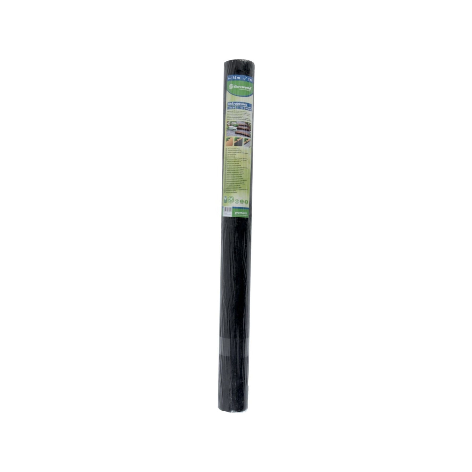 Floraworld Gartenpflege-Set floraworld Unkrautvlies 1x15m 90g/qm dunkelgrau, Rolle