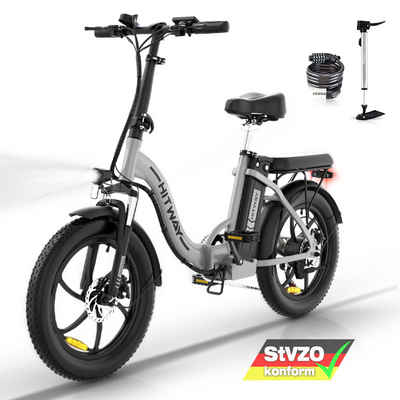 HITWAY E-Bike BK6S 20*3 Zoll Elektrofahrrad Fat Tire Damen Herren E-Cityrad, 7 Gang, Kettenschaltung, Heckmotor, Mit StVZO E-Mountainbike E-fahrrad klapprad Bis zu 90km