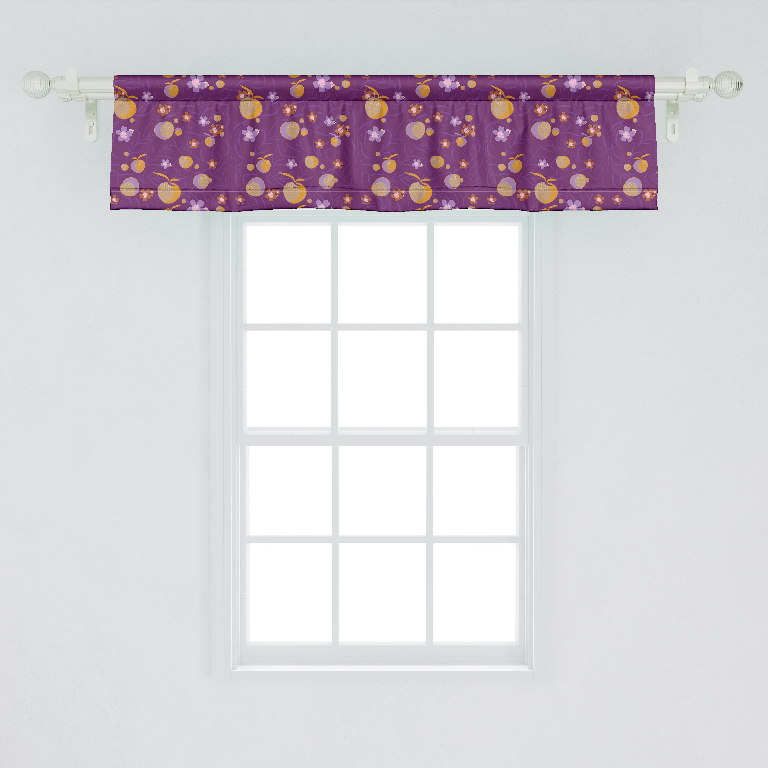 Scheibengardine Vorhang Volant Abakuhaus, Blumen und Küche Stangentasche, Schlafzimmer Blumen-Blätter für Microfaser, mit Dekor Früchte