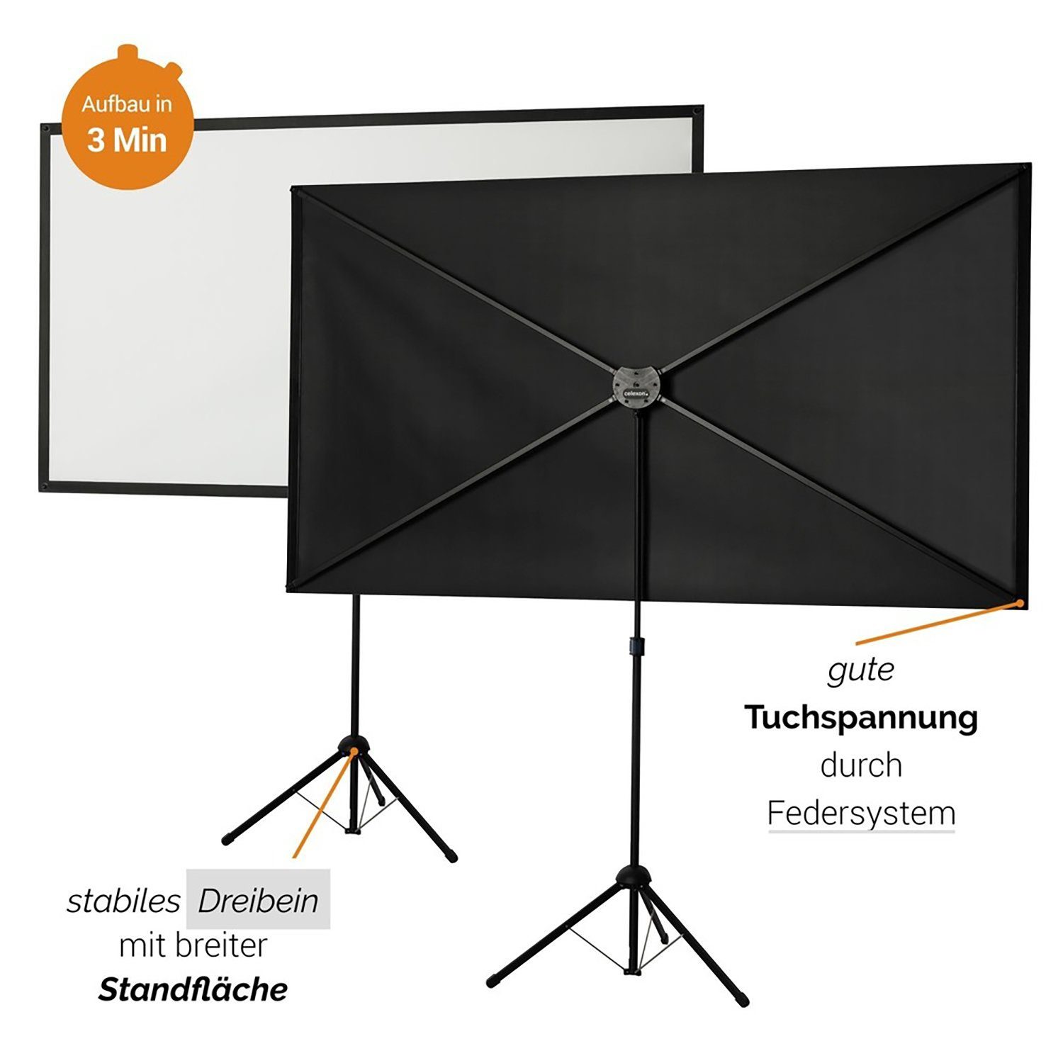 Celexon Ultra-lightweight Stativleinwand (schwarze Rückseite)