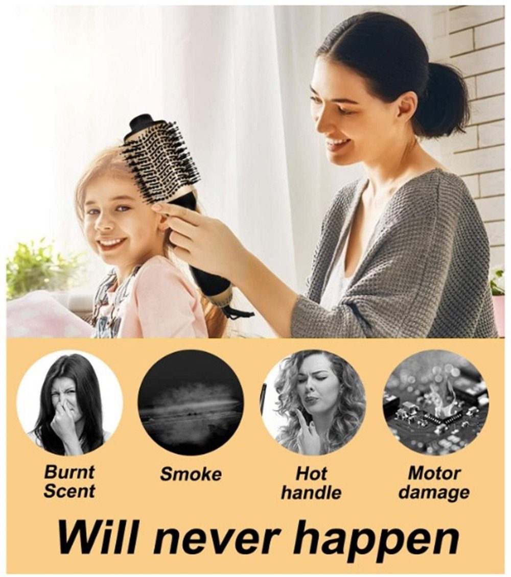 autolock Warmluftbürste Warmluftbürste,Föhnbürste Ionen Rundbürstenföhn,1000 W Haartrockner, mit 3 Temperaturen,Heißluftbürste Volumenbürste Stylingbürste