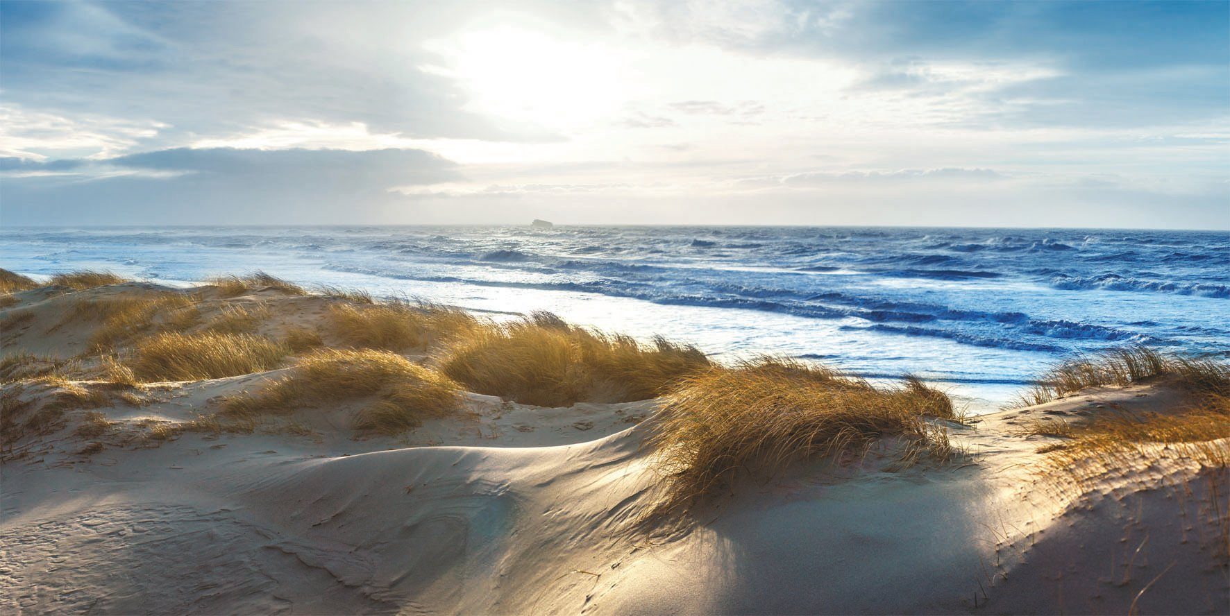 Bönninghoff Leinwandbild Wandbild DÜNE – Leinwandbild Keilrahmen Deko modern, Düne, Meer, Strand (1 St), auf Keilrahmen gespannt