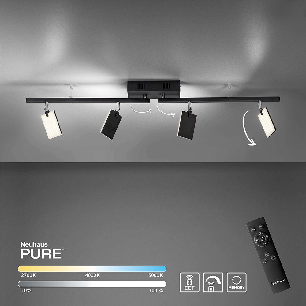Paul Neuhaus LED Deckenleuchte LED Deckenlampe PURE MIRA, CCT-Farbtemperaturregelung, Dimmfunktion, Memoryfunktion, 4xLED-Board/6,10W/2700-5000K, warmweiß bis kaltweiß, CCT Lichtfarbwechsel Spot dimmbar Fernbedienung