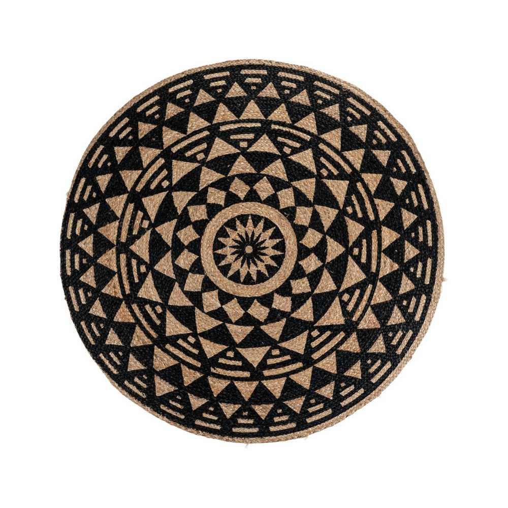 House Nordic Teppich House Nordic Teppich BOMBAY Jute Rund Schwarz / Natur 120 cm