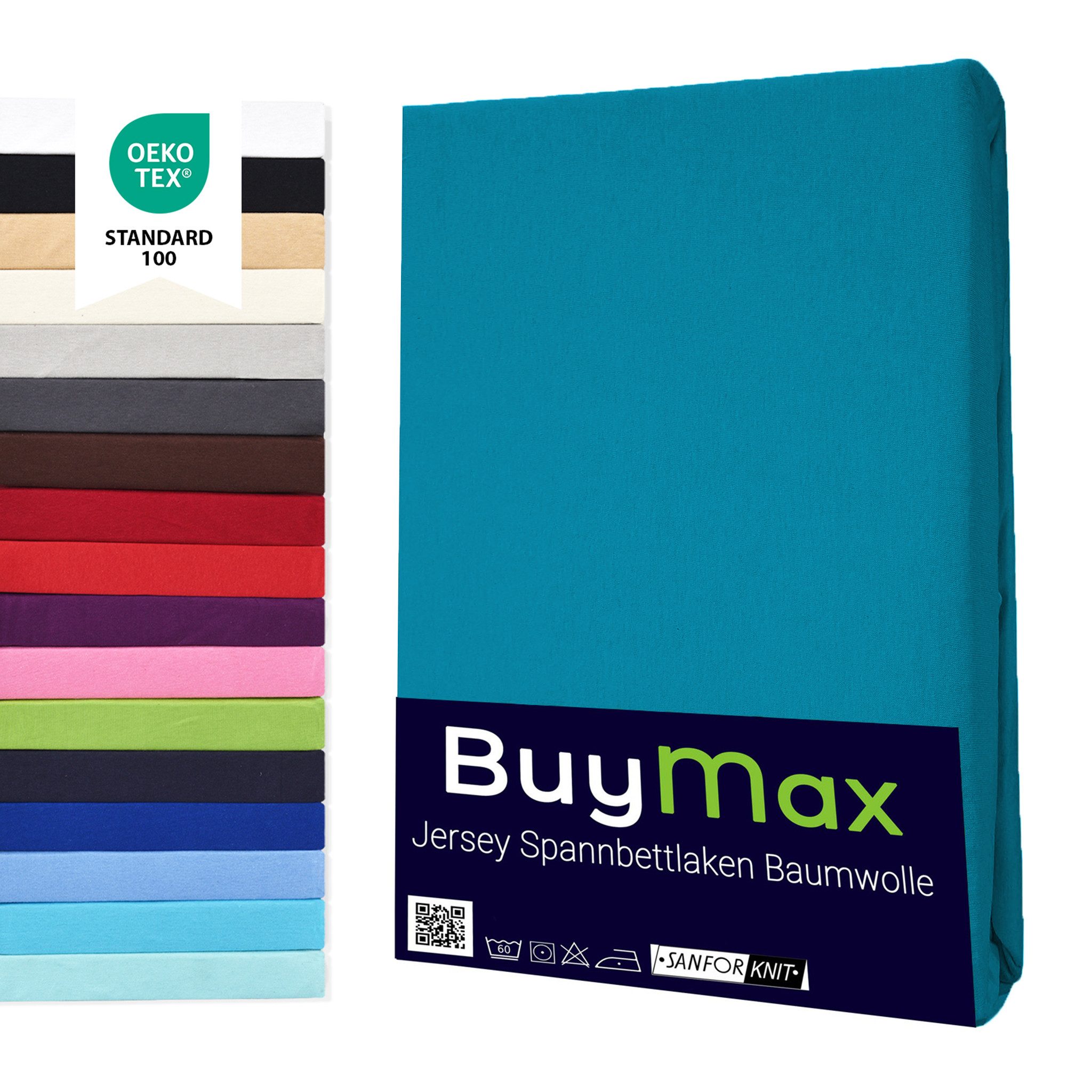 Buymax Spannbettlaken Topper, Spannbetttuch für Topper bis 12 cm Höhe, 100% Baumwolle Jersey, Jersey, Gummizug: Rundumgummi, (1 Stück), Pflegeleicht und Atmungsaktiv, in Verschiedenen Farben und Größen