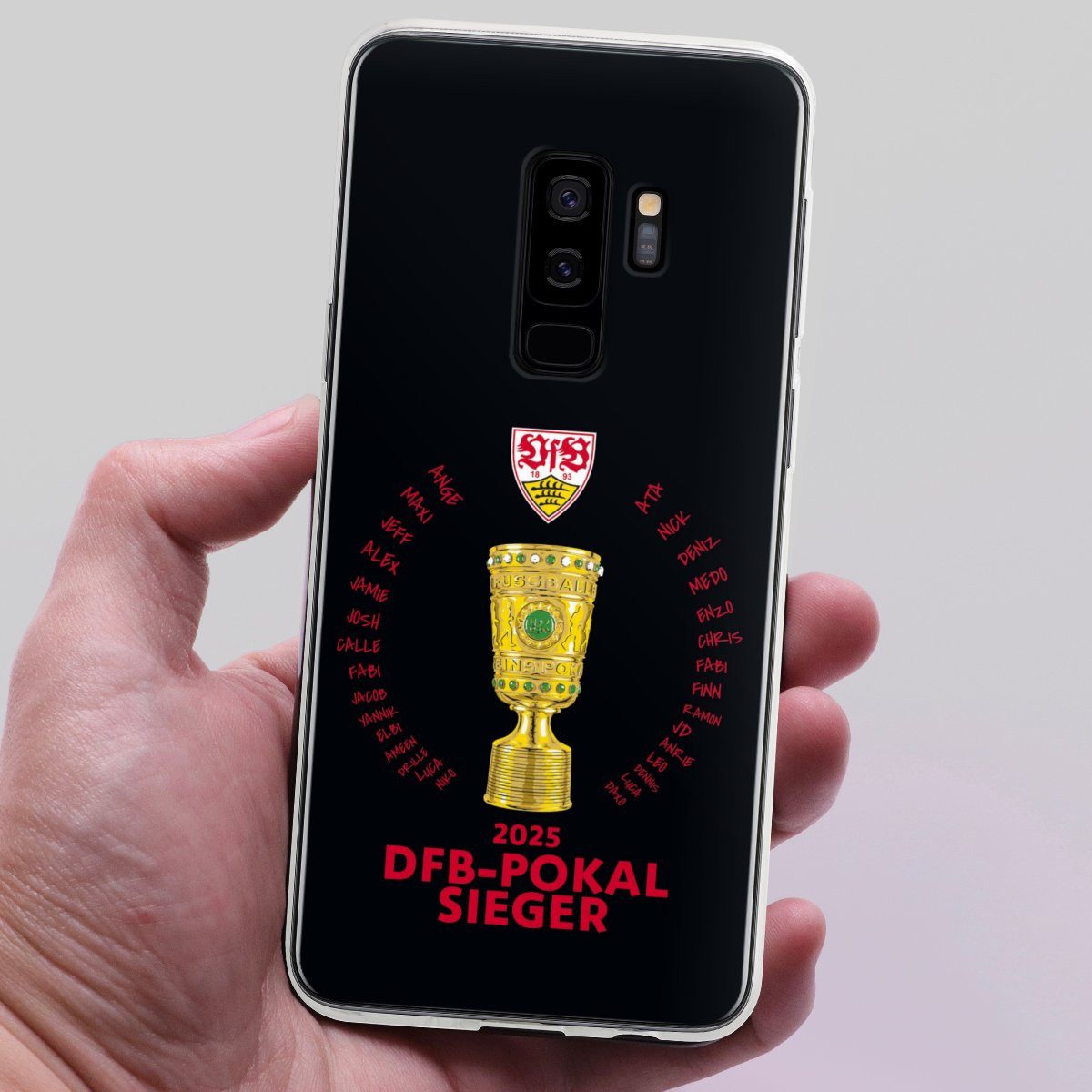 DeinDesign Handyhülle VfB Stuttgart Pokal Offizielles Lizenzprodukt, Samsung Galaxy S9 Plus Silikon Hülle Bumper Case Handy Schutzhülle