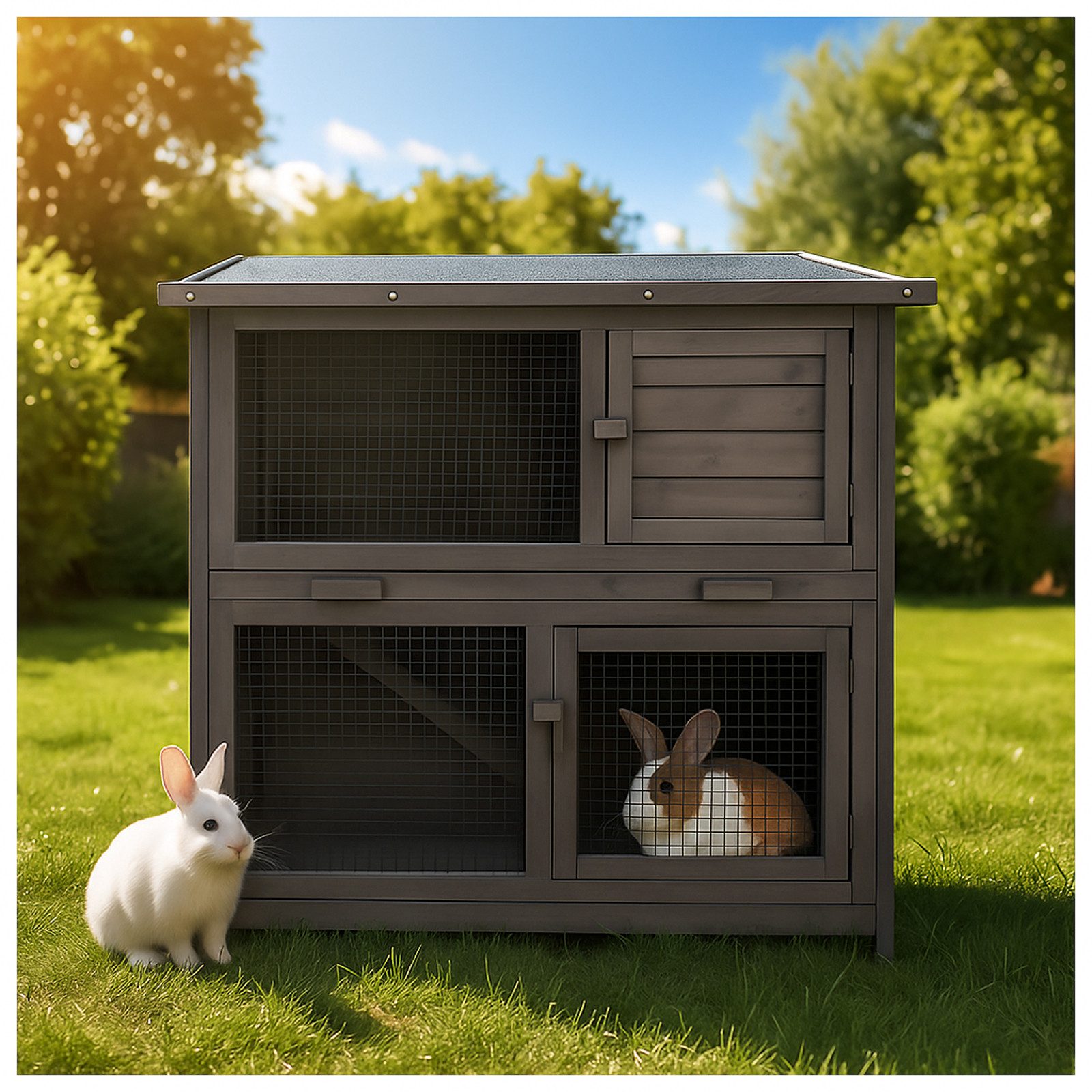 HTI-Living Kleintierstall Kleintierstall aus Holz in Grau, ideal für Kaninc günstig online kaufen