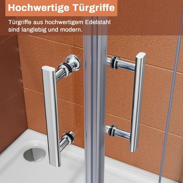 SONNI Eckdusche Duschkabine Sicherheitsglas Scharniertür Dusche Eckeinstieg, BxT: 90x90 cm, Duschabtrennung Nano Glas