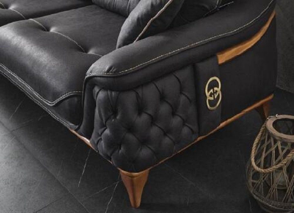 3-Sitzer JVmoebel Sitz Design Sitzer Sofa 3 Modern Schwarz Leder Polstersofa Couch