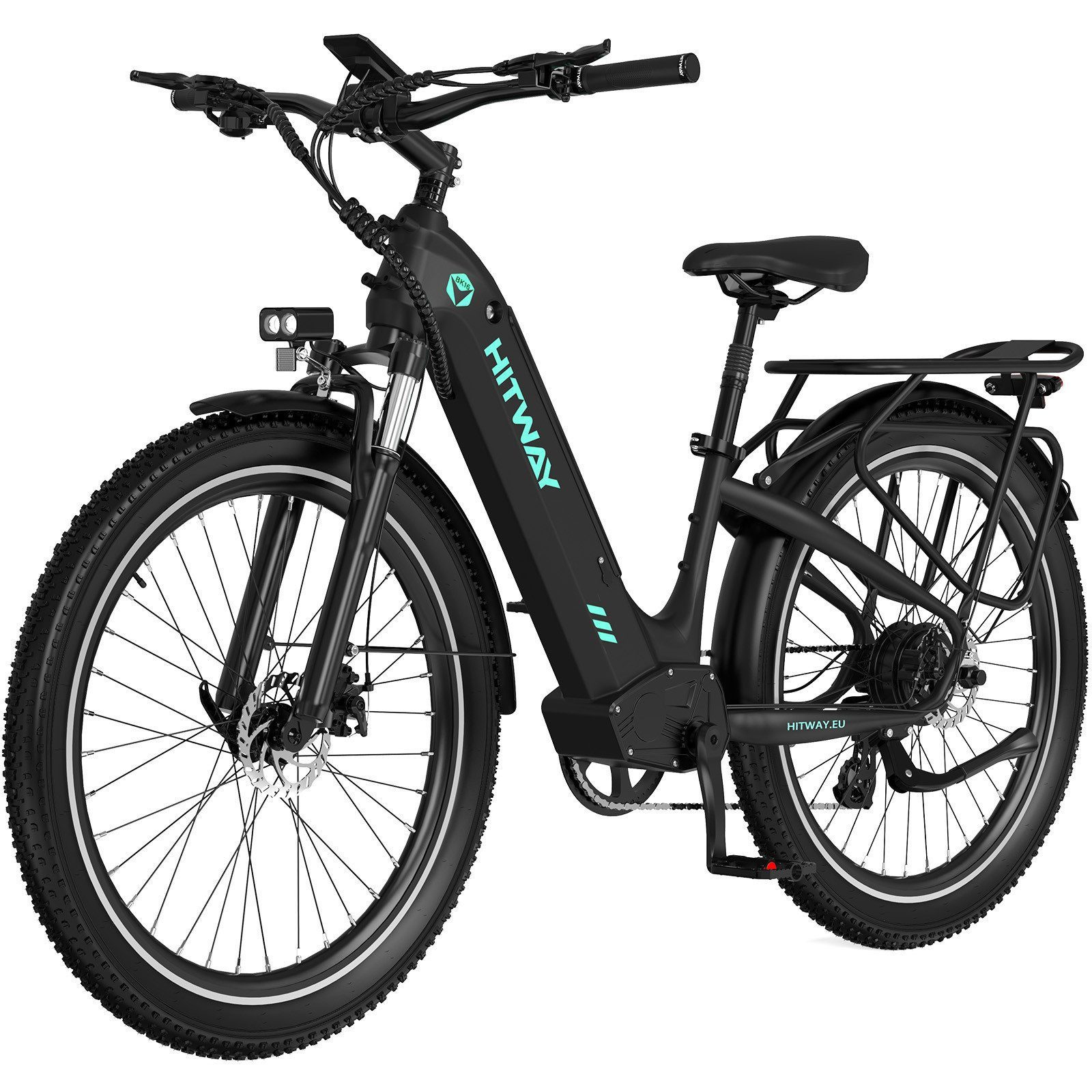 HITWAY E-Bike Pedelec 26 *3,0 zoll Elektrofahrrad mit Samsung 48V18Ah Akku bis zu 120km, 7 Gang, Heckmotor, 864 Wh, StVZO Pedelec, Tiefeinstieg für Damen Herren mit APP Funktion