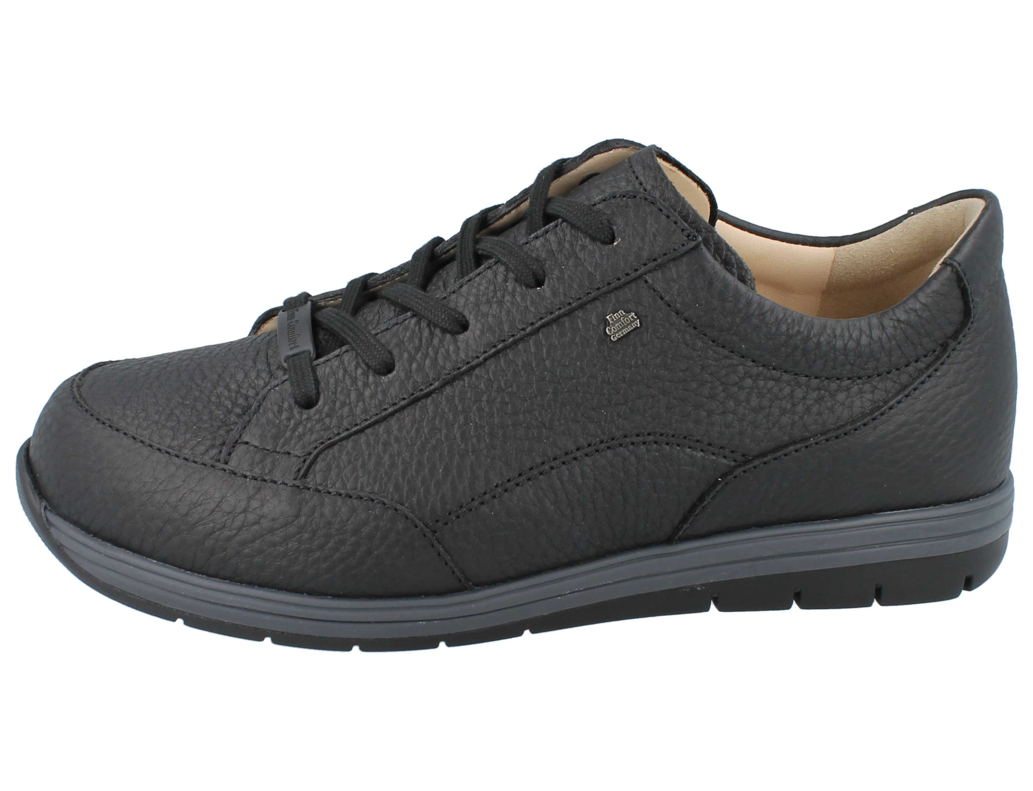 Finn Comfort FINN COMFORT Osorno Herren Halbschuhe schwarz Rabo genarbtes Schnürschuh Wechselfußbett