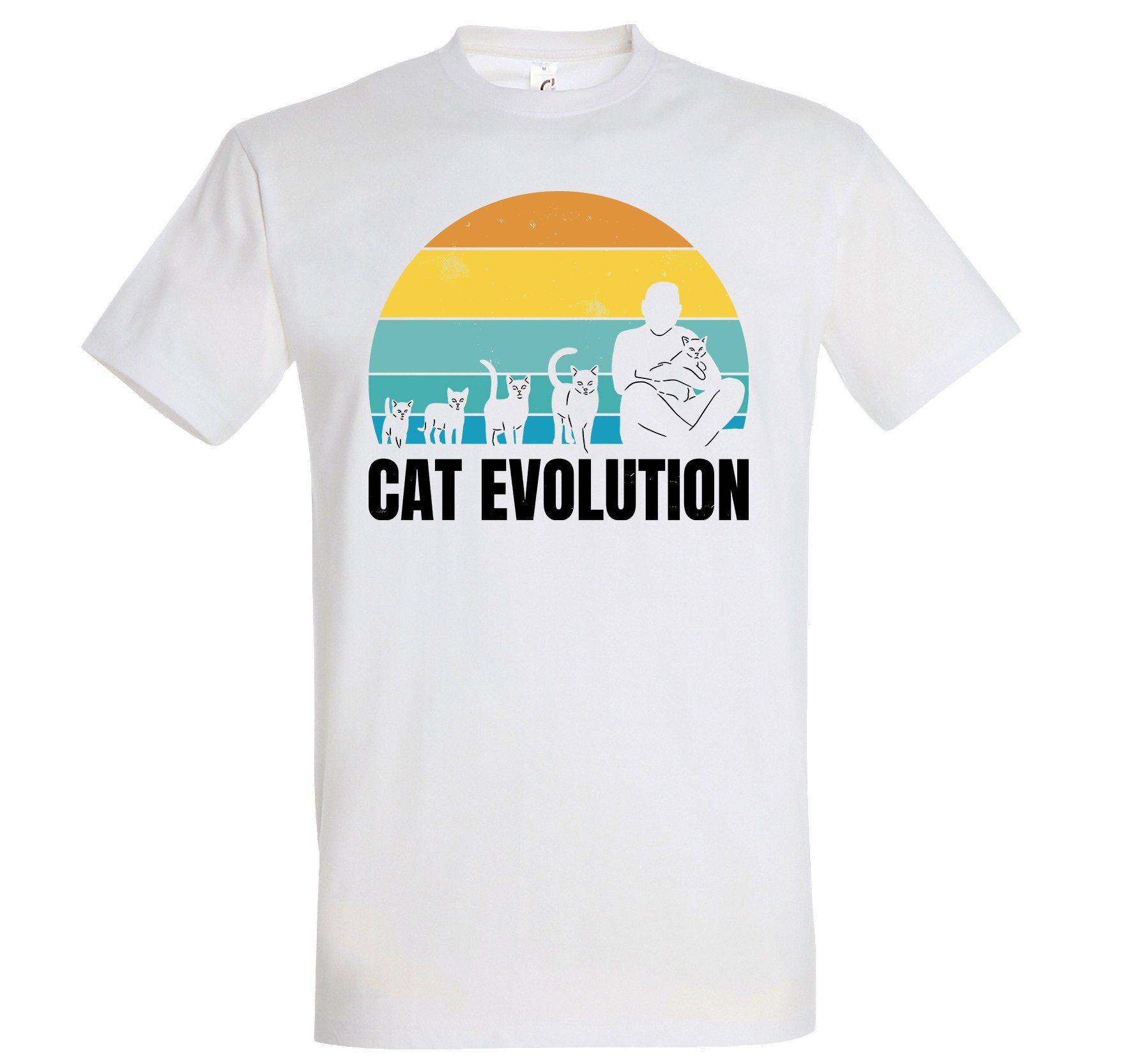 Youth Designz T-Shirt Cat Evolution Herren Shirt mit modischem Frontprint Weiß