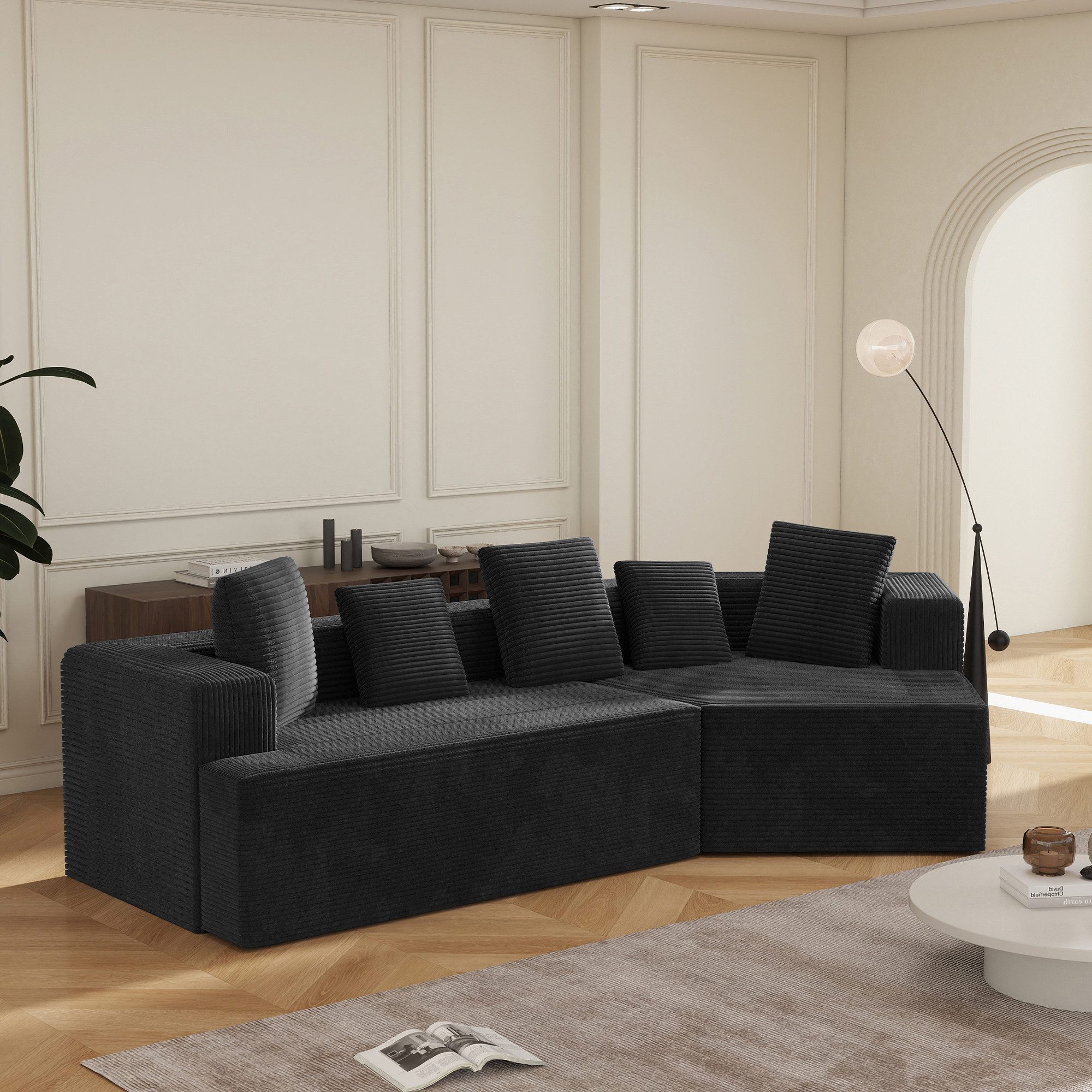 STILVORA Sofa mit Kissen,Kombinationssofa Polstermöbel mit Rückenlehne,knochenlos, 312 cm Modulares Cloud-Sofa, Minimalistisches Design, Lampenplush-Stoff, Kein Montageaufwand, Flexibel für Wohnzimmer & Schlafzimmer – Ideal für kleine Räume und Familien, mit Relaxfunktion
