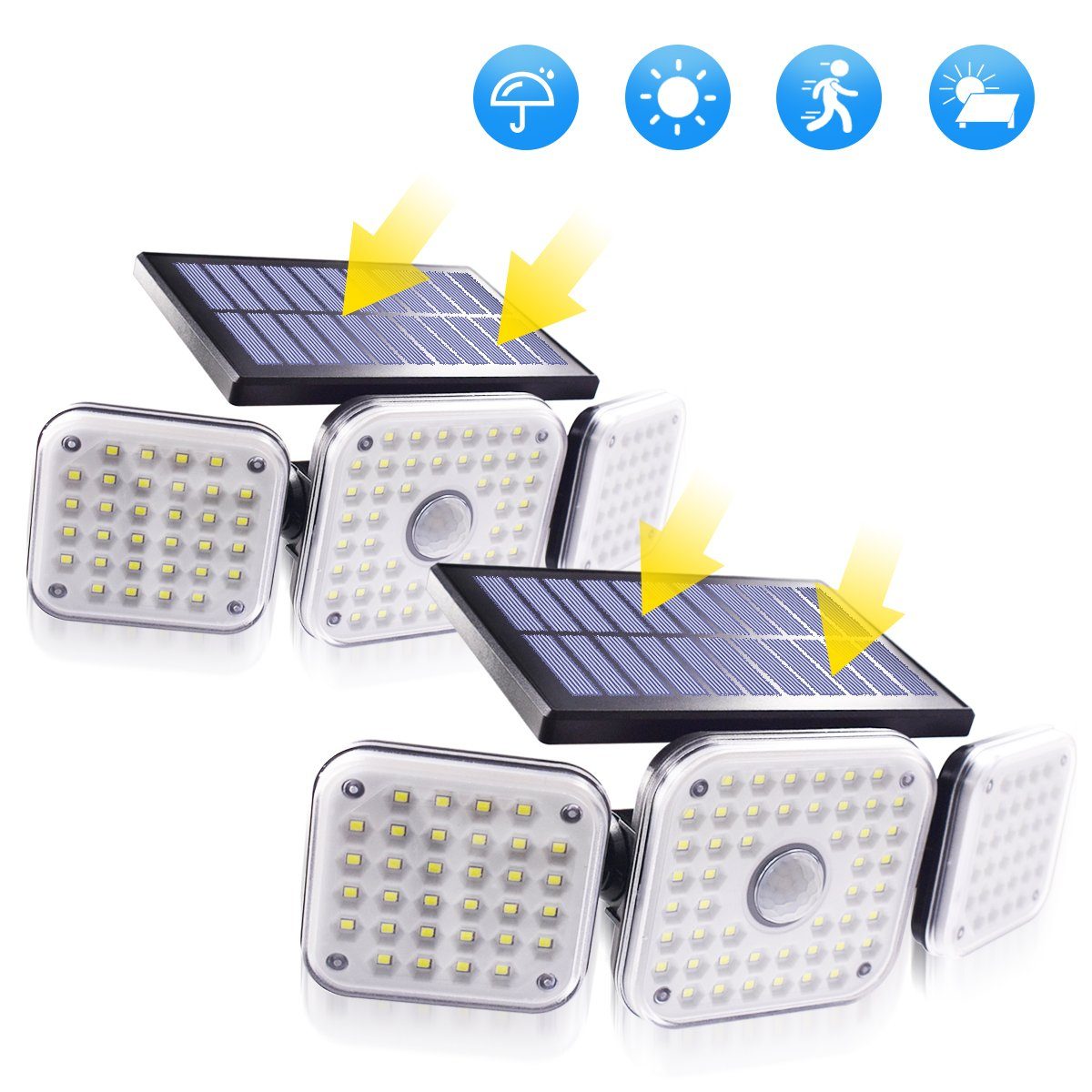 LifeImpree LED Solarleuchte Außen Wandleuchte, LED fest integriert, Weiß Licht, Kann gedreht werden, mit Bewegungssensor Solar-Straßenleuchte