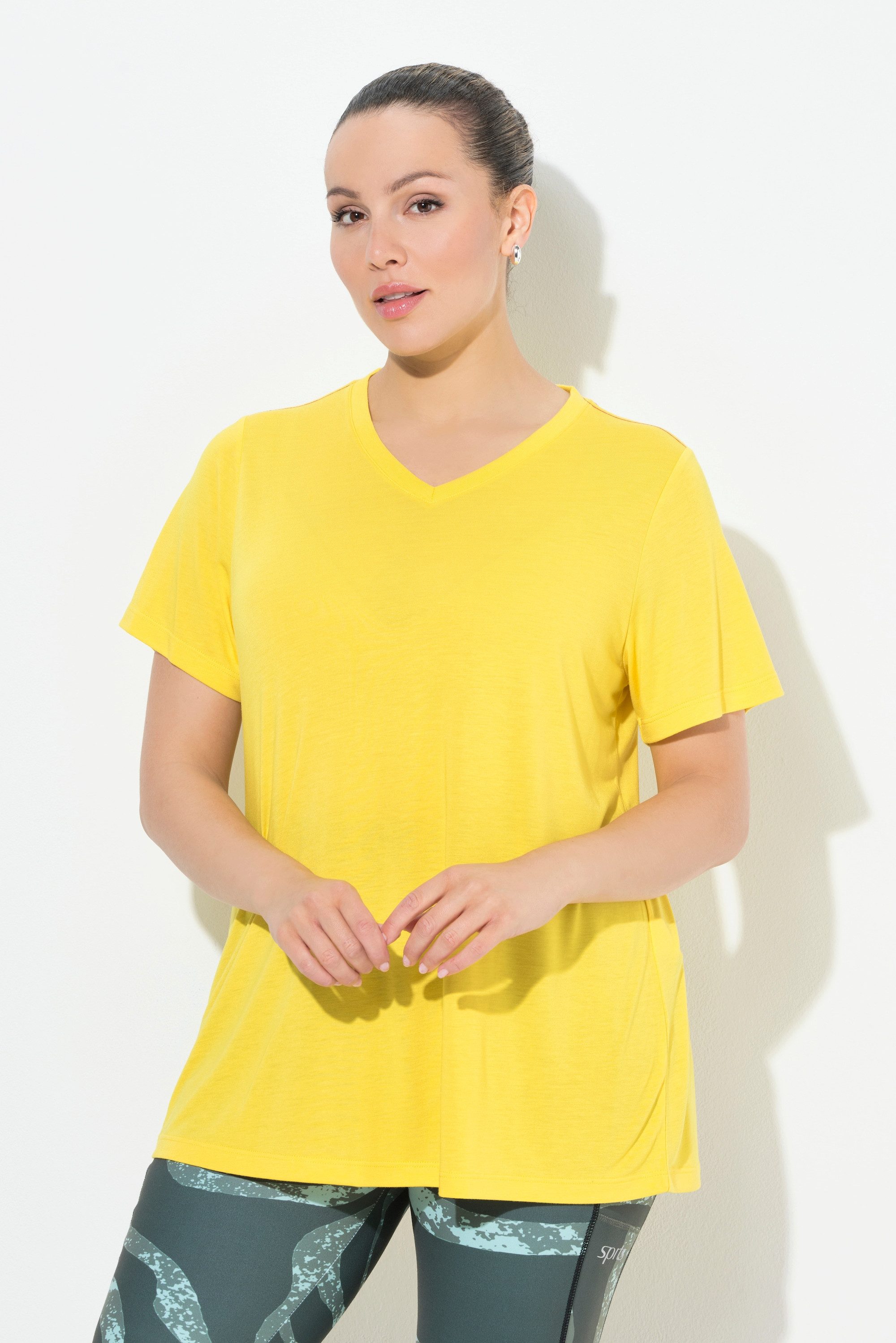 Ulla Popken T-Shirt Funktionsshirt antibakteriell V-Ausschnitt Halbarm günstig online kaufen