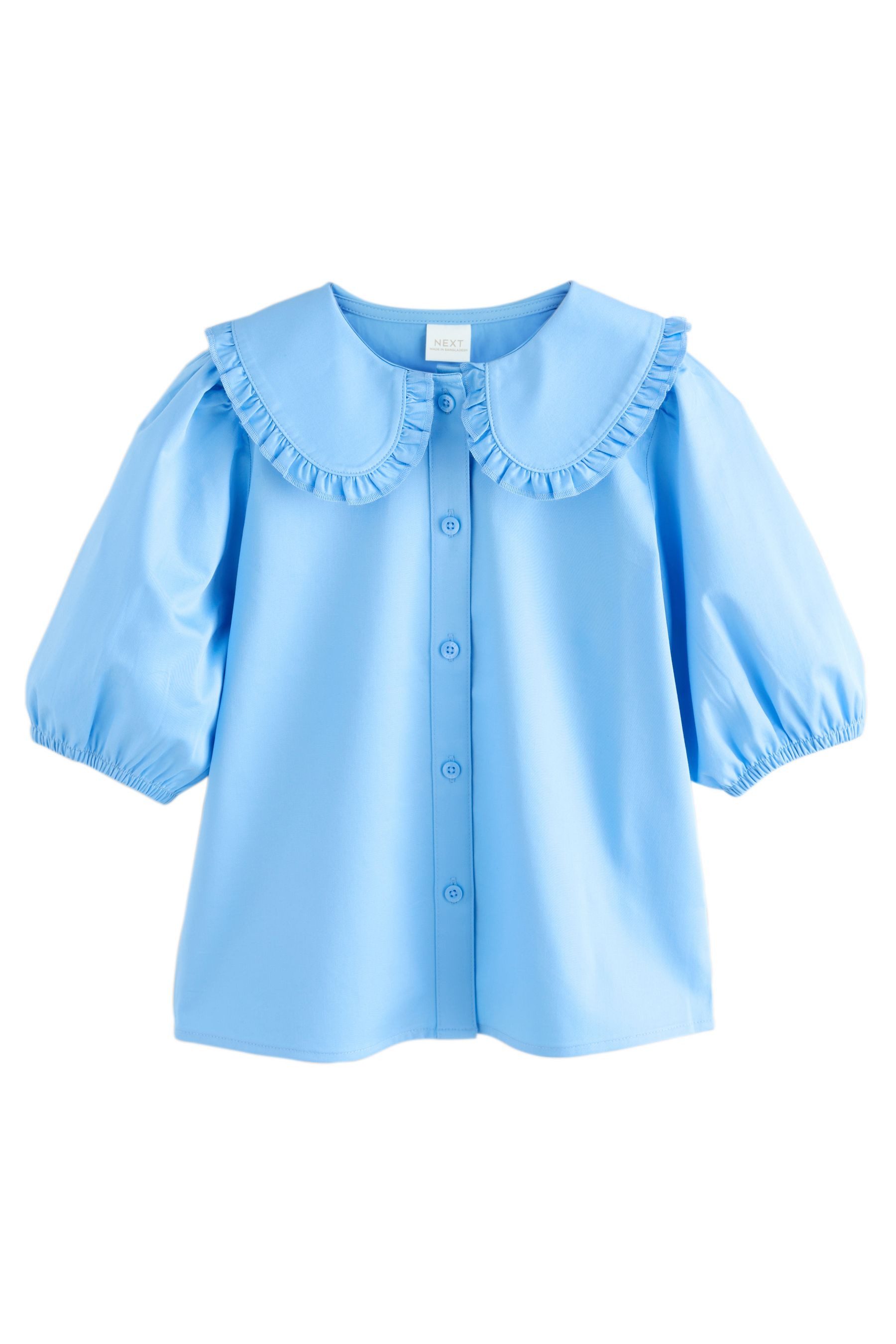 Next Langarmbluse Bluse mit Rüschenkragen und hohem Baumwollanteil (1-tlg)