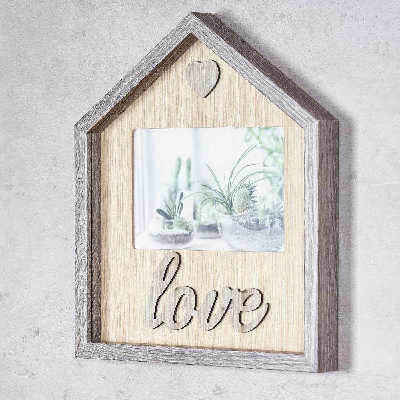 Love 22x26cm Fotorahmen Levandeo® Bilderrahmen, MDF-Holz Bilderrahmen 10x15cm Braun Haus Bild