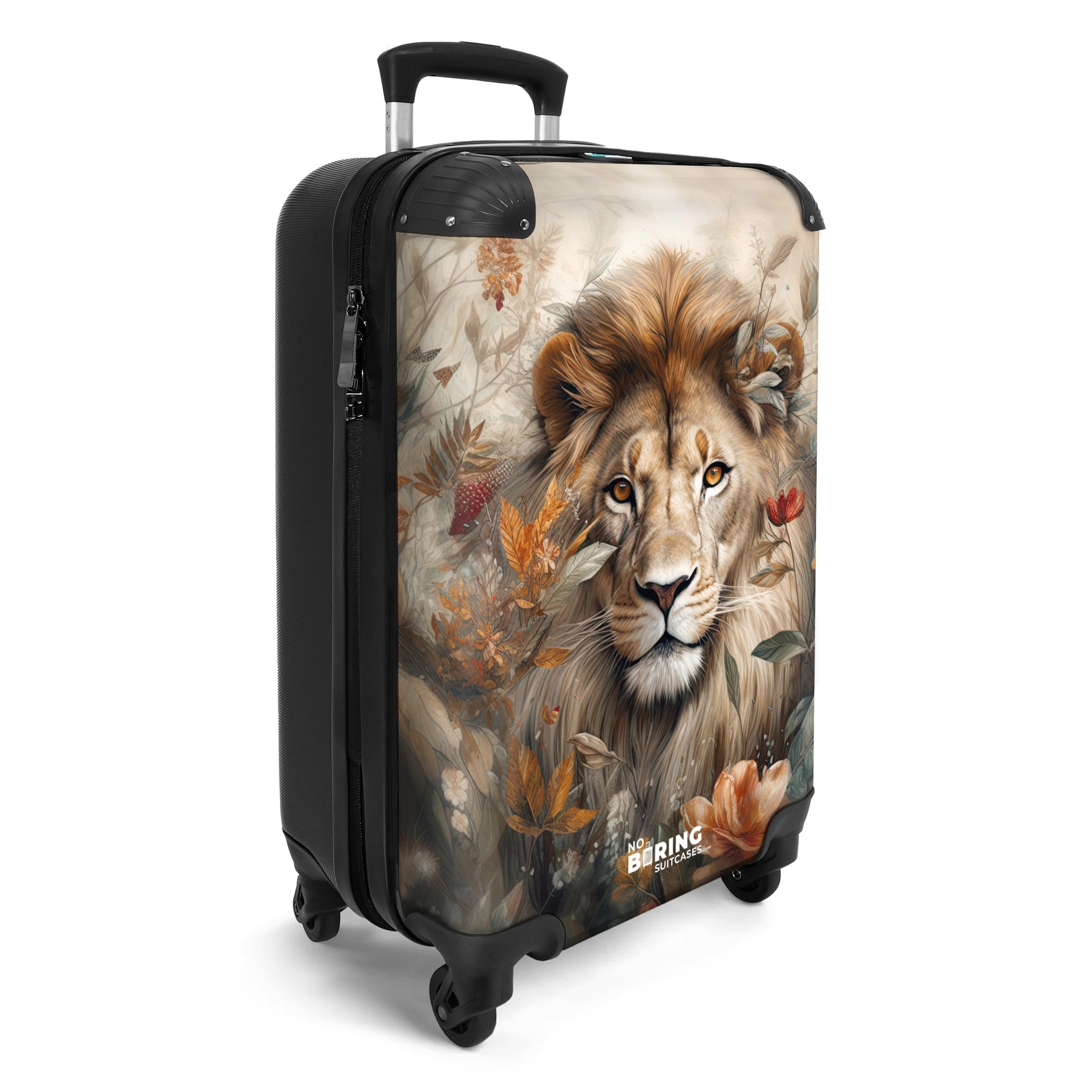 NoBoringSuitcases.com© Hartschalen-Trolley Detailliertes Porträt eines Löwen in freier Wildbahn 55x35x20cm, 4 Rollen, Reisetasche mit Rollen, Koffer Handgepäck Flugzeug