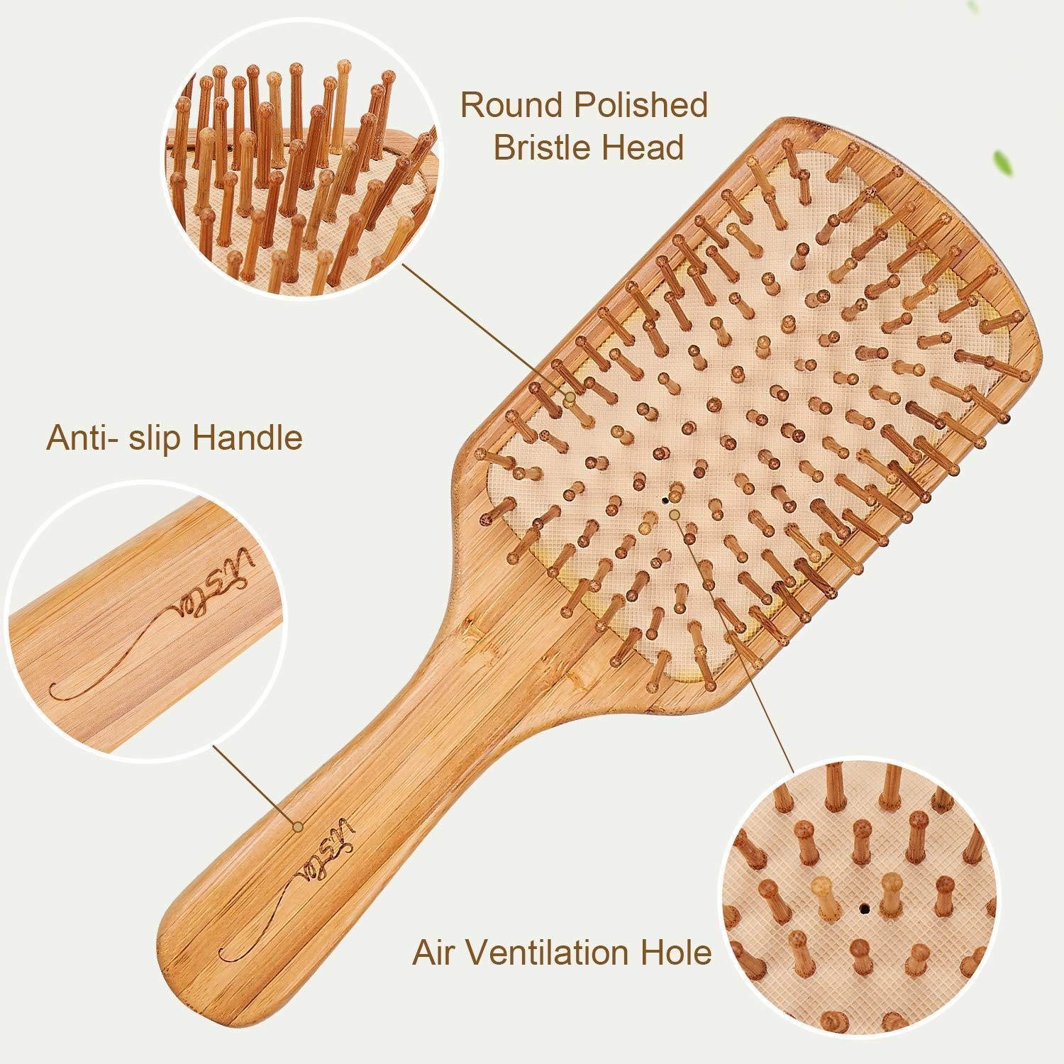 LuxusKollektion Paddelbürste Holz Haarbürste Antistatische Paddelbürste Bambusgriff für Extensions