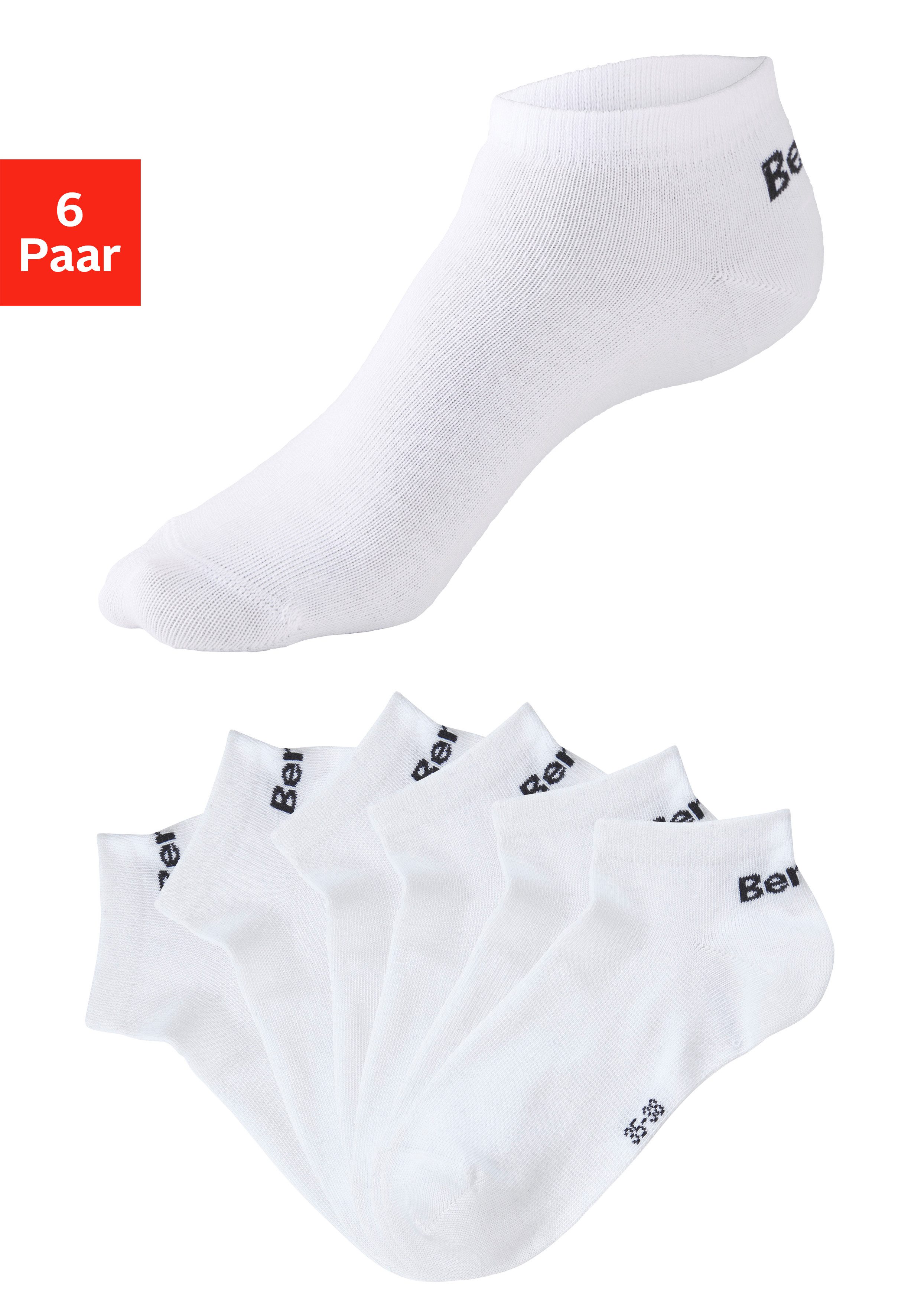 Bench. Sneakersocken für Damen und Herren in Baumwollmischung, für Sport und Freizeit (Packung, 6-Paar, Gr. 35-38 bis 43-46) mit klassischem Logoschriftzug, ohne Frottee