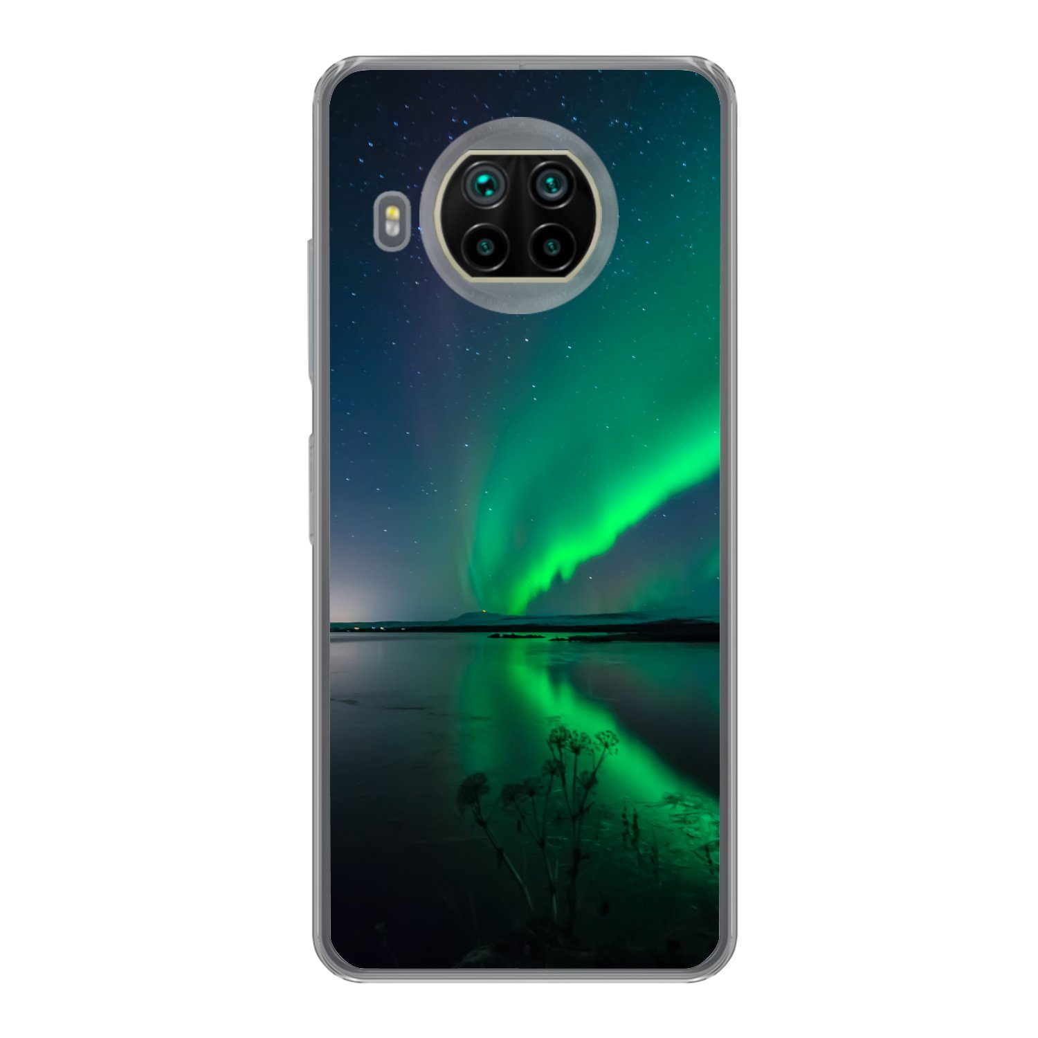 MuchoWow Handyhülle für Xiaomi Mi 10T Lite 5G Nordlicht - Island - Sternenhimmel - Grün -, Phone Case, Silikon, Schutzhülle Dünn