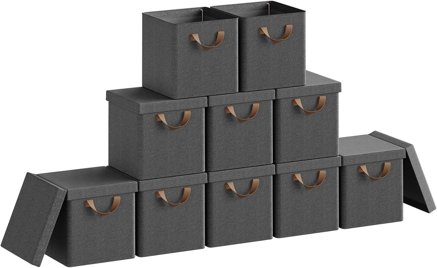 Woltu Aufbewahrungsbox (10 St), faltbare Stoffboxen 10 Stück, mit Griffen Metallrahmen